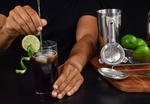 5 pc Cocktail Shaker Set with Boston Shaker, Hawthorne Strainer, Japanese-style Jigger, and Professional Muddler