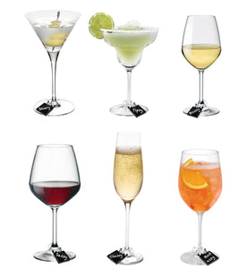 Wine Glass Charms Drink Identifier for Party - Personalize and Reuse with Glass Marker (Set of 6)