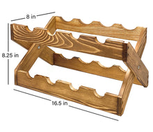 Foldable Wine Rack 8 Bottle Holder in Solid Wood for Kitchen Countertop, Cabinets and Bars