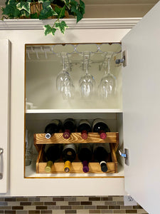 Foldable Wine Rack 8 Bottle Holder in Solid Wood for Kitchen Countertop, Cabinets and Bars