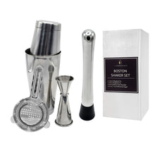 5 pc Cocktail Shaker Set with Boston Shaker, Hawthorne Strainer, Japanese-style Jigger, and Professional Muddler